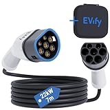 EVify Typ 2 Ladekabel 22kW 7M 32A für Elektroauto & Hybrid inkl. Kabeltasche • Kabel 3 phasig für EV PHEV • geeignet für alle E Autos Modell 3 S X Y, ID3, ID4, ID5