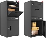 OZG Paketbox Postbox für Pakete, 43 L*38 B*101 cm Briefkasten mit Paketfach, diebstahlsicheres Design, standbriefkasten Paketboxen für die Veranda oder den Bordstein(Schwarz)