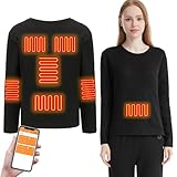 IMYOGI Gemütliche beheizte Thermo-Unterwäsche, 3-Gang-Temperatur-APP-Steuerung für Damen, elektrische Heizung, Thermo-Basisschicht für den Alltag