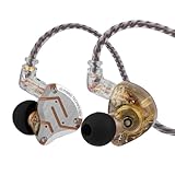 LINSOUL KZ ZS10 Pro, 4BA+1DD 5 Treiber In-Ear-Monitor, HiFi Kabelgebundene Ohrhörer, Gaming-Kopfhörer, Hybrid IEM Kopfhörer, 2-poliges abnehmbares Kabel(Ohne Mic,Blendung Gelb)