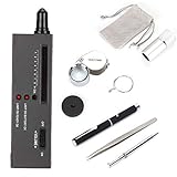 Professioneller Diamant Tester, Elektronischer Diamantprüfer Stift, Hochpräziser Juwelier Tester mit 10-facher Vergrößerungsbrille, PU-Gehäuse und Pinzette für Saphir, Rubin, Kristall, Achat, Jade