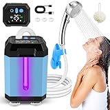 DoeDoefong Camping Dusche Tragbare, Campingdusche mit Wiederaufladbarem 6000mAh Akku und Temperaturanzeige, Camping Dusche mit Pumpe und 2M Schlauch für Garten, Autowaschen, Strand, Reisen, Haustier
