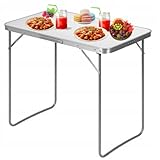 KRUMAD Campingtisch Klappbar 70x50x60 cm, Gartentisch Ausziehbar, Klapptisch Camping, Wetterfest und Stabil, Ideal für Camping, Garten, Balkon, Picknick, Beinverriegelungssystem, Tragbar mit Griff