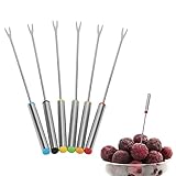 6 Stück/Set Fruchtgabeln Edelstahl Schokoladenkäse Dessert Fondue Topf Gabeln Küchenwerkzeug Geschirr Silber 9.45in