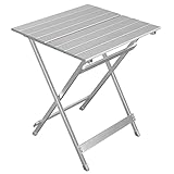 WOLTU Alu Tisch Klapptisch Campingtisch Balkontisch Gartentisch Klappbar aus Aluminium, 50.5x47x59.5cm (LxBxH) Beistelltisch für Garten, Terrasse und Balkon, Silber