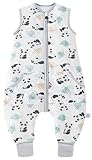 Teechodina Baby Schlafsack mit Füßen Winter 2.5 Tog Kinder Warm Winterschlafsack mit Beinen Kleinkind Schlafanzug für Jungen und Mädchen, Panda Planet/2.5 Tog, 80cm/Baby Höhe 90-100cm
