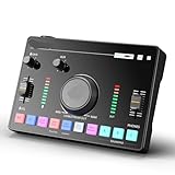 YQVEOT Audiomixer, Professioneller Soundkarten-Audio-Interface-Mixer mit 48-V-Phantomspeisung