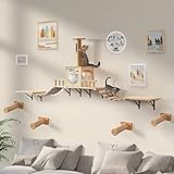 Katzen Kletterwand Set aus Massivholz, LitaiL Extra Stabile...