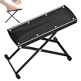 Gitarrenfußstütze, höhenverstellbar, rutschfeste Gummiauflage, 6 Positionen, zusammenklappbare und tragbare Fußstütze, Gummi-Endkappen, für klassische, akustische und elektrische Gitarre, Schwarz