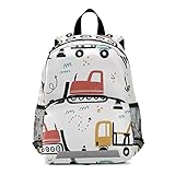 ISAOA Kleinkind-Rucksack mit Zügeln für Jungen und Mädchen, niedliche Autos, skandinavischer Stil, Tier, Kinderrucksack, Kindergarten, Reisetasche mit Brustclip