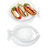 MamboCat 2er Set Oslo Fischplatte L I (LxB) 35x24cm I Servierplatte aus Glas mit Fisch-Relief für Fisch, Meeresfrüchte, Salate, Snacks & Co.