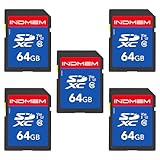 INDMEM SD-Karte, 64 GB, 5 Stück, High Speed bis zu 90 M/S, SDXC UHS-I Speicherkarte, C10, U3, V30, Full HD & 4K Video, SD-Karten-Packs kompatibel mit Digitalkamera