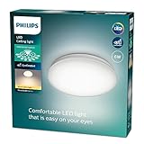 Philips LED Moire Deckenleuchte (6 W), LED Deckenleuchte mit warmweißem Licht, energiesparende Raumbeleuchtung mit EyeComfort, weiß