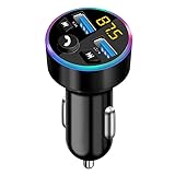 Ziyan Auto FM Transmitter, Bluetooth 5.0 Autoradio Audioadapter MP3 Player, Kfz Bluetooth Radio Adapter mit Dual USB Ladegerät für Handy