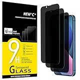 NEW'C 3 Stück, Sichtschutz Panzer Schutz Glas für iPhone 14, 13, 13 Pro (6,1 Zoll), Gleichgewicht zwischen Privatsphäre und Augenschutz, Blasenfrei, Ultra-Haltbar, 9H Härte