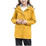 Regenanzug Gefüttert Mädchen Jungen Unisex Wasserdicht Winddicht Regenjacke Kapuzenjacke Atmungsaktiv Gestreift Übergangsjacke Mit Taschen Leichte Outdoor Funktionsjacke Regenmantel #02 Gelb 10 Jahre