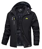 MAGCOMSEN Snowboardjacke Herren Softshell Winterjacke Winddicht Funktionsjacke Winter Wasserdicht Skijacke Atmungsaktiv Winterparka mit Innenfleece Schwarz 3XL