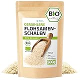 Flohsamenschalen Gemahlen Bio 500g, 99% Reinheit in Deutschland kontrolliert und abgefüllt, Vegan Glutenfrei Ballaststoffreich Low Carb, Flohsamen von Detox Organica, Pulver