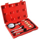 ATPEAM Kompressionsprüfer Set， Kompressionsmessgerät für Motor Kompression prüfen meßen Kfz, 0–20 Bar / 0–300 PSI, Kompressionstester mit 4 Adapter M10 M12 M14 M18 (Rot)