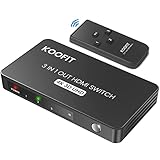 HDMI Switch Automatisch, HDMI Switch 4k HDMI Splitter 3 in 1 Out, HDMI Umschalter mit Fernbedienung, HDMI Verteiler Unterstützt UHD 4K 3D HDR HDCP1.4 für TV Stick Xbox PS4 Blu-Ray DVD