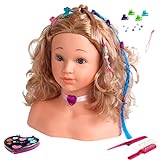 Theo Klein 5240 Schmink Frisierkopf Sophia Mit Haarspangen, dermatologisch getestetem Make-Up, Zubehör für Frisuren und tolle Schmink Ideen Maße: 23,5 cm x 13 cm x 27 cm für Kinder ab 3 Jahren