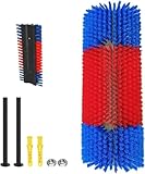 HWGANX Kratzbürste Für Pferd Kuh, Halbrunde Pferde Bürsten 40cm Kuhbürste Universal Kratzbürste Nylon Kratzmatte Ideal Für Größere Nutztiere, Rinder, Pferde-Rosso e blu.