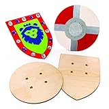 Baker Ross AW654 Holzschild, Schild mit elastischem Griff, perfektes Zubehör für Kinder zum Dekorieren und Tragen mit Ritterkostüm, 2 Stück, Holzfarben, Mittel