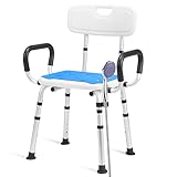 Careboda Duschhocker für senioren，Duschstuhl mit Armlehnen und Rückenlehne,Badhocker 136KG，Hocker höhenverstellbar，bis 136KG，Badestuhl für Senioren