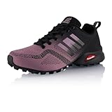 Fusskleidung® Damen Herren Wanderschuhe Bequeme Trail Running Trekkingschuhe Lila Schwarz EU 39