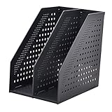 MOLUCKFU 1 X Doppel Dokumentenbox Gitter Aktenständer Datei Organizer Büro Bücherregal Büro Lagerregal Desktop Lagerregal Bürobedarf Gitter Büro Bücherregal Aktenhalter