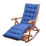 Generisch Klappbarer Liegestuhl aus Holz, Sonnenliege für Garten/Balkon/Terrasse, Freizeit-Schaukelliege, Liegestuhl mit 5-Fach Verstellbarer Rückenlehne, Baumwollkissen erhältlich (Farbe: B