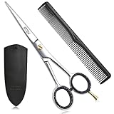 Friseurschere - Professionelles Haarschneideschere - 6,5 Zoll Prämie Schere Haare Schneiden mit Kamm und Lederetui - Hair Scissors - Haarschere für Männer, Frauen, Erwachsene Bartschere Haarscherer