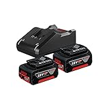 Bosch Professional 18V System Akku Starter-Set: 2x GBA 18V 4.0Ah Akku + Schnellladegerät GAL 18V-40