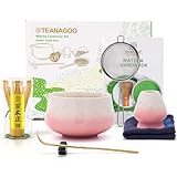 TEANAGOO 7 Stück Matcha Set, Matcha Besen, Matcha Schale mit Ausgießer, Matcha Set Rosa, Matcha Tee Set für die Zubereitung von Milchkaffee, Matcha Schneebesen Set und Schüssel mit löffel & Sieb
