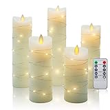CCLIFE LED Kerzen Set mit Fernbedienung Timer Funktion 300 Stunden flackernde Paraffin Echtwachs,mit Lichterkette
