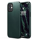 SURPHY Hülle Kompatibel mit iPhone 12 Leder Hülle, iPhone 12 Pro Hülle Kunstleder 6,1 Zoll, Kunstleder Hülle für iPhone 12/iPhone 12 Pro Case Dünne Handyhülle Slim (mit Mikrofaserfutter), Grün