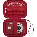 Canboc Hartschalentasche für Kodak Pixpro FZ55 / FZ45 / FZ43 / FZ53 16 MP Digitalkamera, Vlogging-Kameratasche, Reißverschluss-Netztasche, SD-Karte, Rot (nur Hülle)