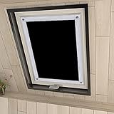 Eurohome 100% Verdunkelung Dachfenster Rollo ohne Bohren Sonnenschutz Verdunkelungsrollo mit Saugnäpfen für Velux-Fenster Schwarz 76x78 cm für PK04