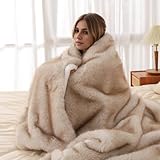 zoufabaola Luxuriöse Kunstfelldecke，Bubble Blanket， Felldecke Kunstfell Für Couch, Sessel Und Bett, Waschbare Plüschdecken (Aprikose,160x200cm)