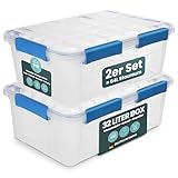 Kreher® Wasserdichte Aufbewahrungsbox mit Deckel und Silikondichtung (IP67). Aus robustem Kunststoff in verschiedenen Größen. Ideal für feuchte Räume, Keller, Garage, Camping uvm. (2, 32 Liter)
