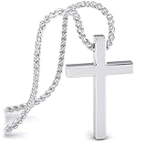 SERASAR Halskette Kreuz Herren Kette mit Anhänger 50cm Silber-Schmuck Männer-Schmuck Geschenk-Idee für Herren Jesus Kette Geschenk für Männer Kreuz-Kette Silber Herren kreuz-anhänger