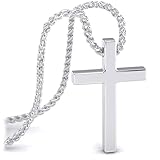 SERASAR Halskette Kreuz Herren Kette mit Anhänger 50cm Silber-Schmuck Männer-Schmuck Geschenk-Idee für Herren Jesus Kette Geschenk für Männer Kreuz-Kette Silber Herren kreuz-anhänger