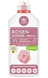 Rosendünger flüssig 2 Liter Konzentrat - Rosen Dünger für 400 Liter Gießwasser - 100% Schnelldünger - Flüssigdünger mit Langzeitdünger - Dünger für Rosen- Rosendünger Garten Langzeit