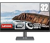 Lenovo L32p-30 | 31,5' UHD Monitor | 3840x2160 | 60Hz | 350 nits | 4ms Reaktionszeit | IPS-Panel | USB 3.2 | USB-C | HDMI | DisplayPort | AMD FreeSync | Lautsprecher | entspiegelt | 7,8kg | schwarz