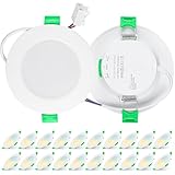 Aurevita LED Einbaustrahler Spots 20PCS, 7W IP44 Deckenspots Led Dimmbar, 220V-240V IP44 Deckenleuchte led Für Badezimmer Küche, 3000K/4000K/6500K led einbauleuchten, Weiss 20er Set