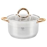 KARL HAUSMANN Kochtopf Induktion - 3L - Ø 20 cm - Edelstahl Topf mit Deckel für alle Herdarten Geeignet - Induktions topf - Edelstahltopf - Suppentopf - Spaghettitopf - Stainless Steel Cooking Pot