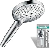 hansgrohe Raindance Select S - Duschkopf, Handbrause mit 3 Strahlarten, runde Duschbrause (120 mm), Brausekopf mit Antikalk-Funktion, Chrom, 26530000