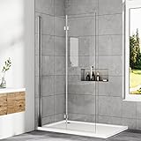 WOWINNE Walk In Dusche Duschwand 80 x 195 cm Walk In Duschglas Walk In Duschfalttür 6mm Easy-clean ESG Sicherheitsglas Duschtrennwand Glas Badewanne Duschwand