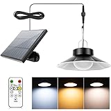 Solar Hängelampe, Solarlampen für Außen Hängend mit Fernbedienung, 920LM 3 Farbtemperatur Solar Lampe Outdoor IP65 Wasserdichte Solar Hängelampen für Garten Terrasse Balkon Pavillon