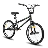 Hiland 20 Zoll BMX, 360° Rotor-System, Freestyle, 4 Stahl Pegs, Kettenschutz, Freilauf Schwarz kinderfahrrad